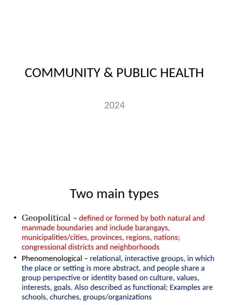 2024 CPH - Wk-1 Community | PDF | Public Health | Preventive Healthcare