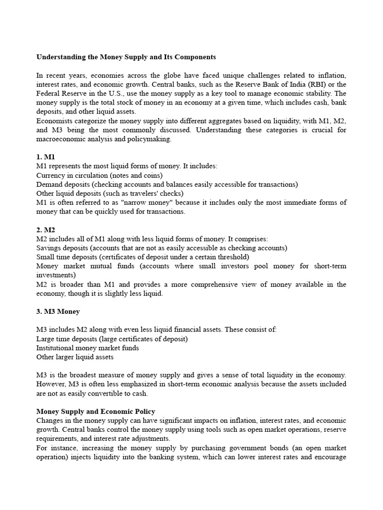 Money Supply Pdf Pdf Money Supply Money