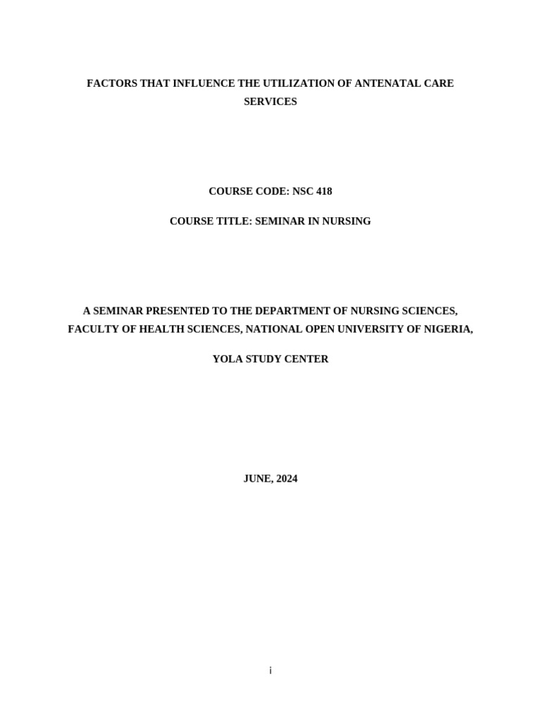 Factors Influencing Antenatal Care Utilization | PDF | Maternal Health ...