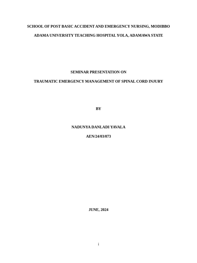 Traumatic Emergency Management of Spinal Cord Injury | PDF | Spinal ...