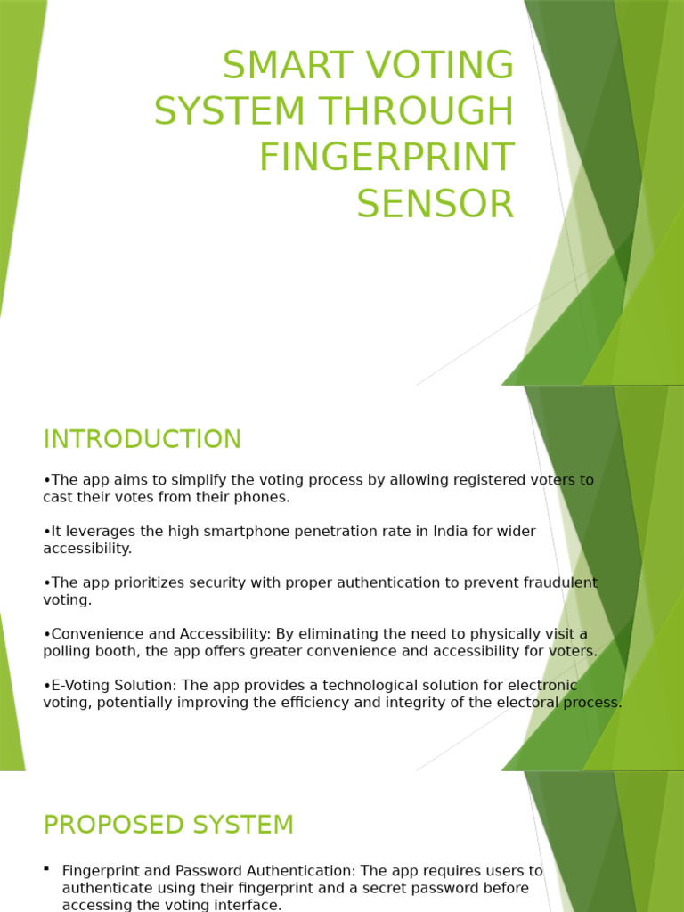 Smart Voting System Through Fingerprint Sensor | PDF | Voting ...