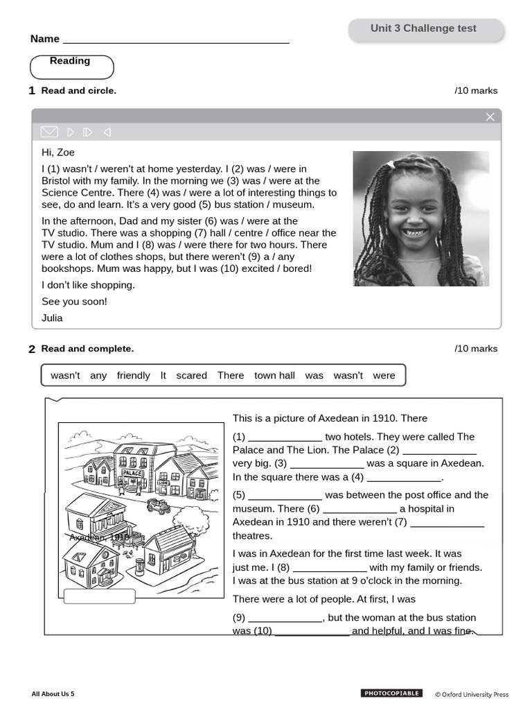 All About Us 5 Unit 3 Challenge Test | PDF