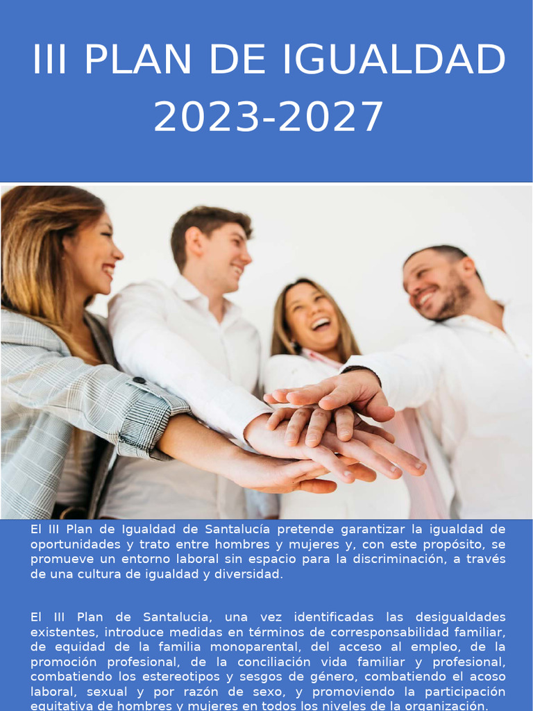III Plan de Igualdad Santalucía 2023-2027 | PDF | Igualdad de género ...