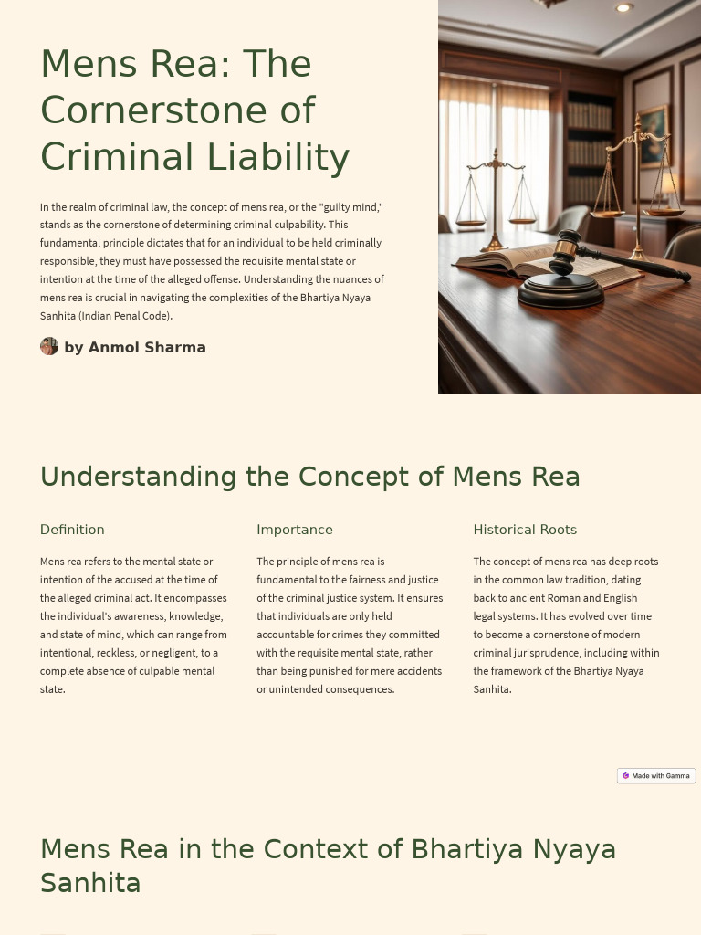 Mens Rea: Key to Criminal Liability | PDF | Mens Rea | Burden Of Proof ...