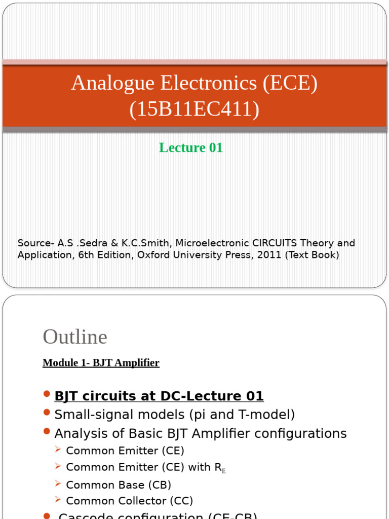 Lecture 01 | PDF | Bipolar Junction Transistor | Transistor