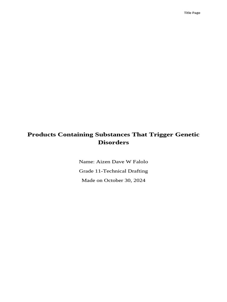 Products containing substances that trigger genetic disorders pdf