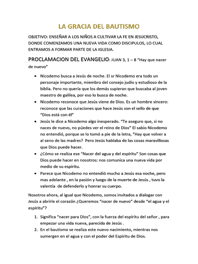 La Gracia del Bautismo en Niños | PDF | Jesús | Bautismo