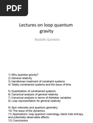 Rodolfo Gambini- Lectures on loop quantum gravity