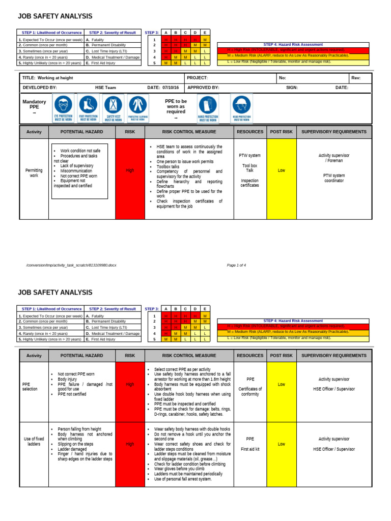 Working at height | PDF | Personal Protective Equipment | Risk