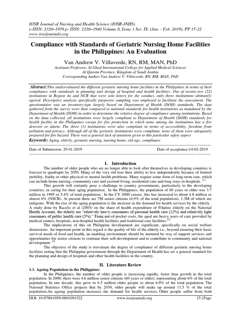 Geriatric Nursing Home Compliance in PH | PDF | Hospital | Old Age