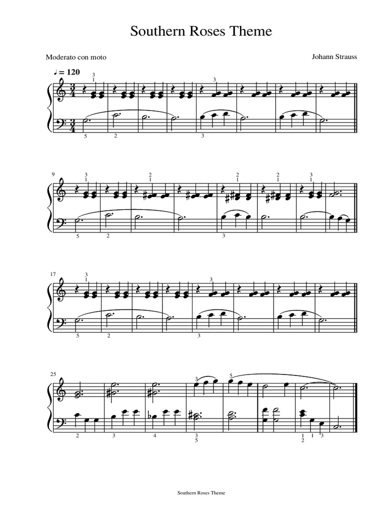 Southern Roses Theme Piano Sheet | PDF