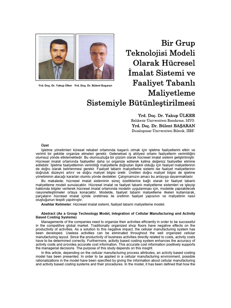 Bir Grup Teknolojisi Modeli Olarak H - Cresel - Malat Sistemi Ve ...