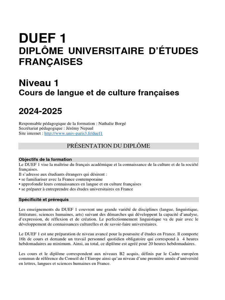 DUEF 1 : Diplôme Universitaire Français | PDF | Rhétorique