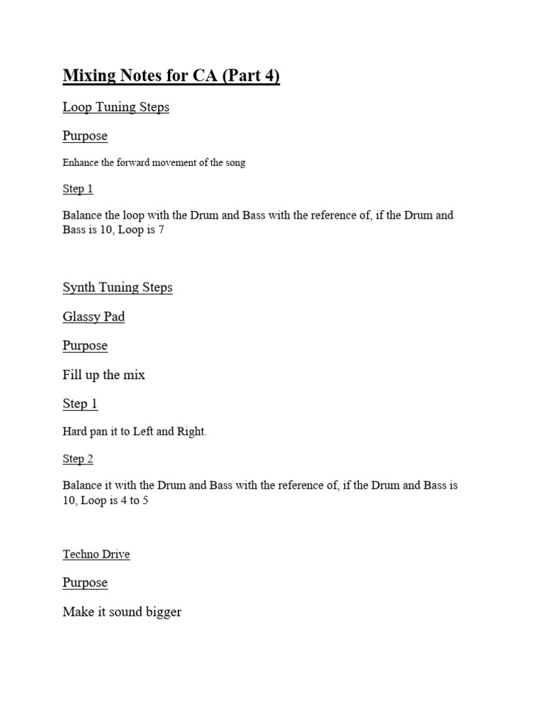 Mixing Notes For CA (Part 4) | PDF