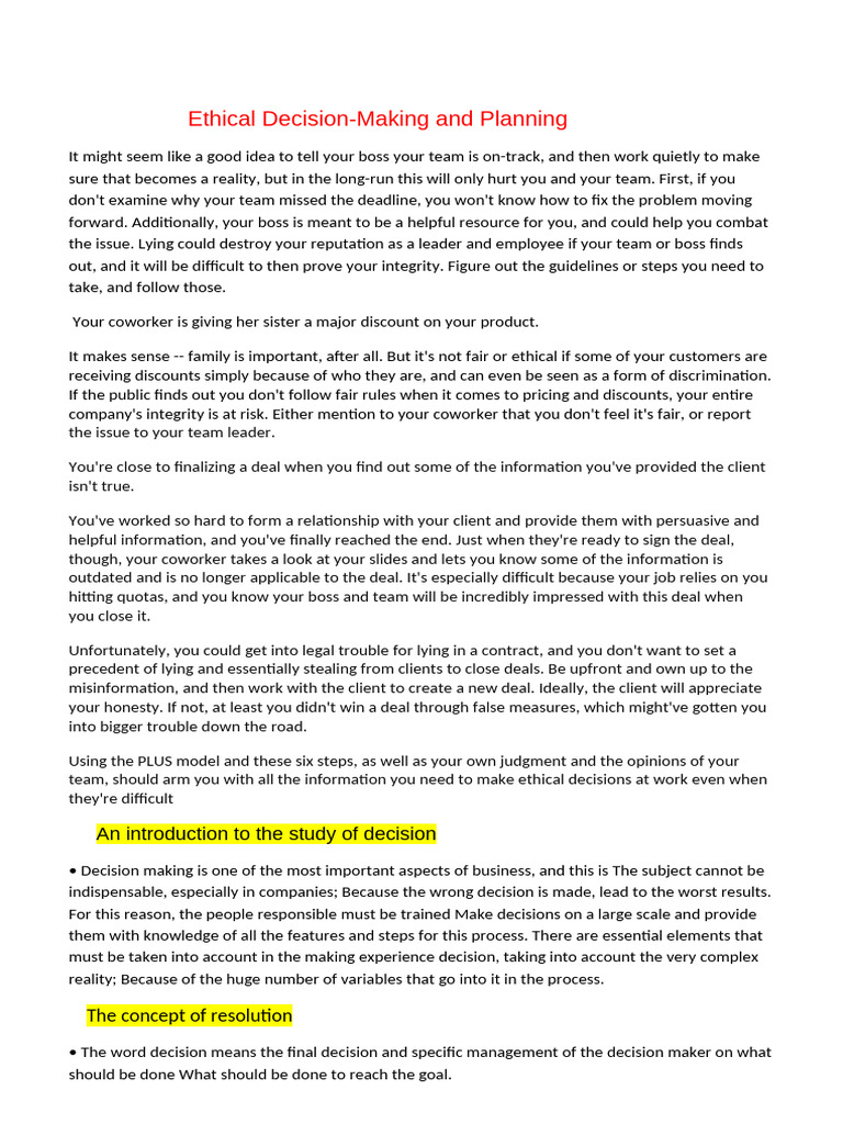 Ethical Decision-Making in Business | PDF | Decision Making | Rights