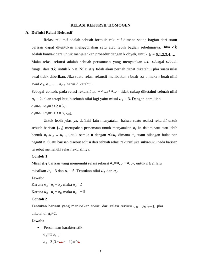 Materi 7 Relasi Rekursif Homogen | PDF | Metode & Bahan Ajar