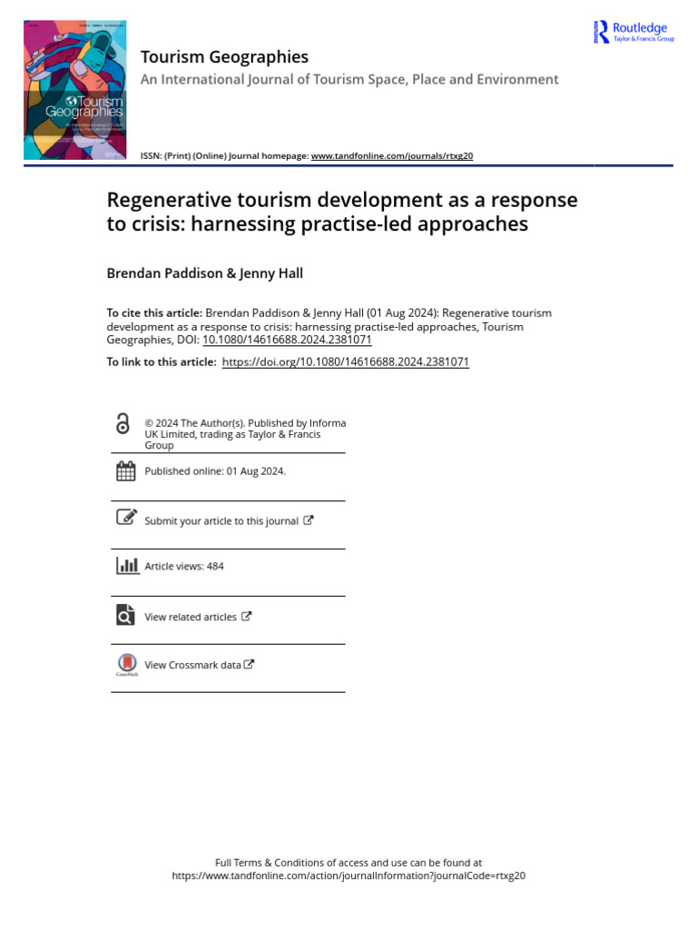 Regenerative Tourism Development As A Response To Crisis Harnessing