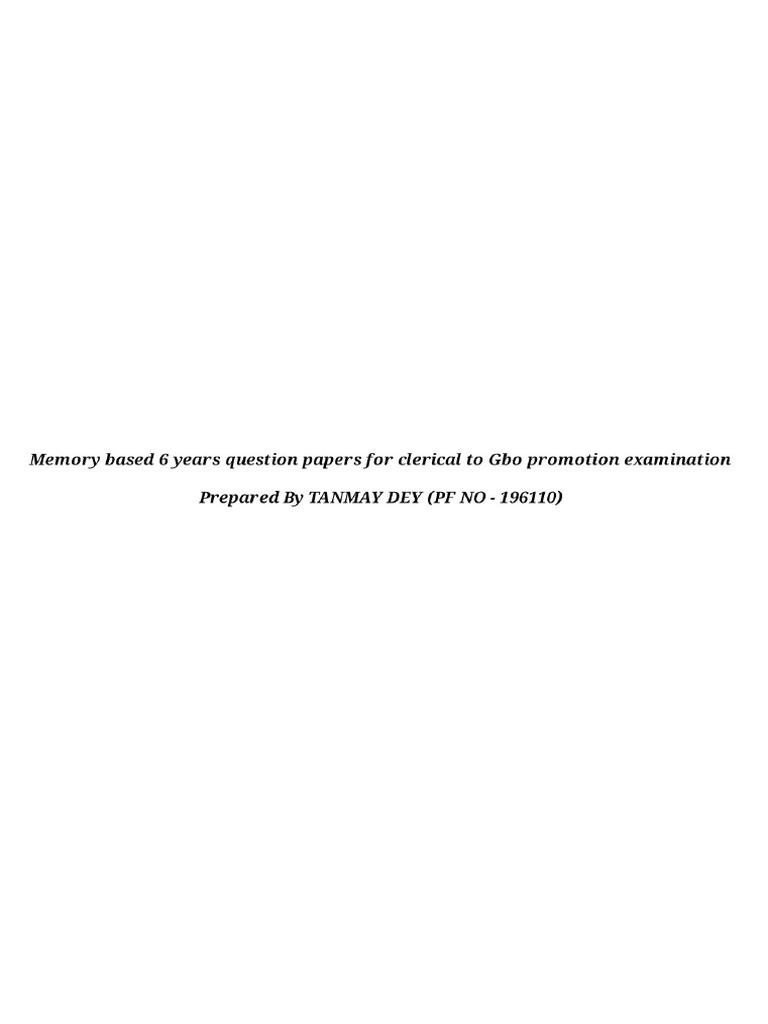 Memory Based 6 Years Question Paper For Clerical To Gbo Promotion Exam ...