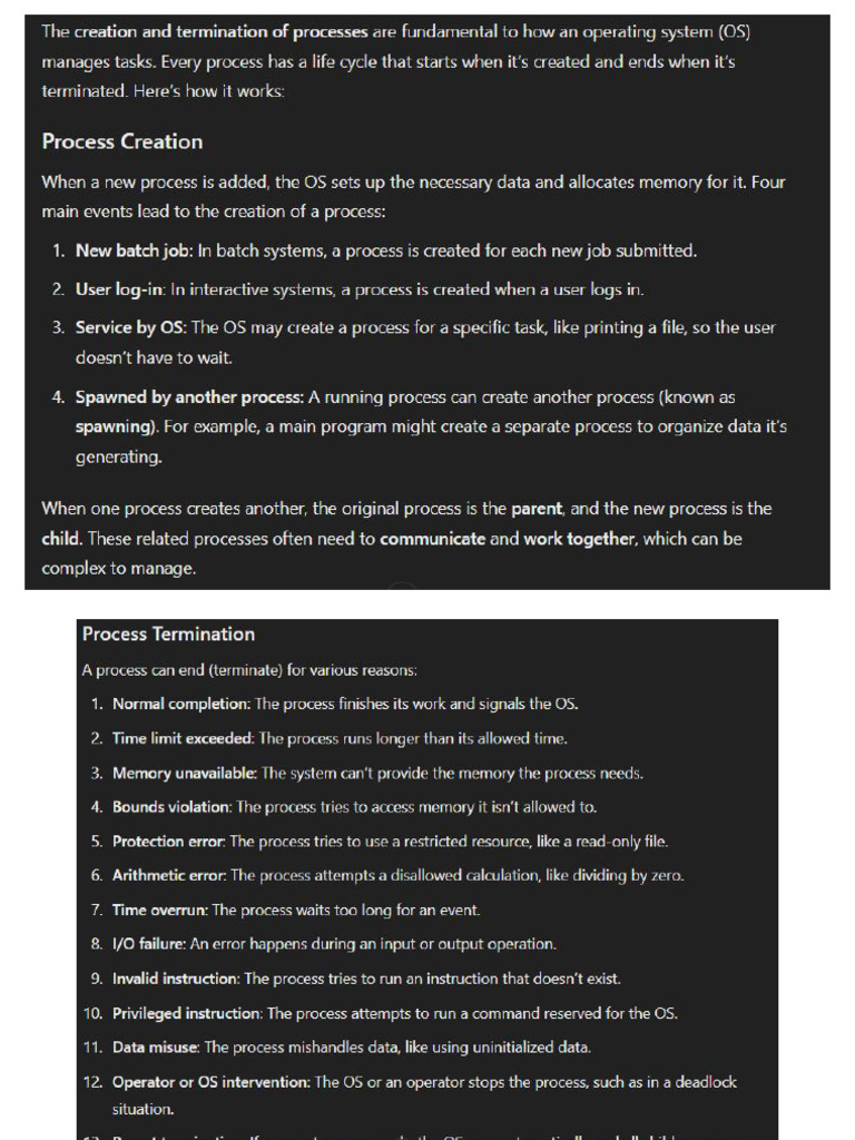 5.the Creation and Termination of Process | PDF