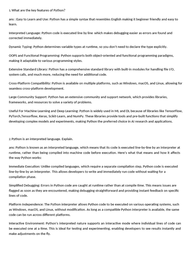 1.what Are The Key Features of Python | PDF | Python (Programming ...