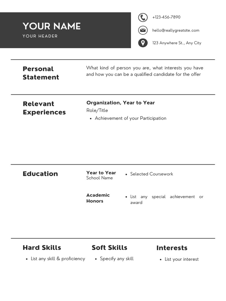 CV For College Application | PDF
