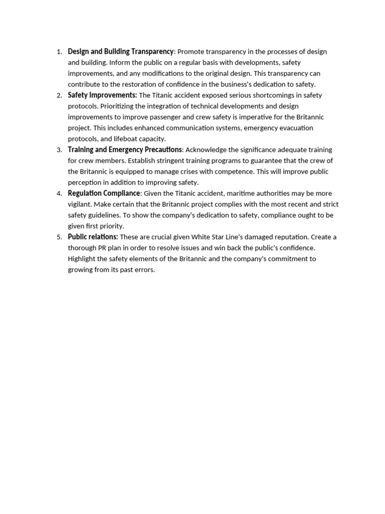 Britannic Project Safety and Transparency | PDF | Business | Science ...