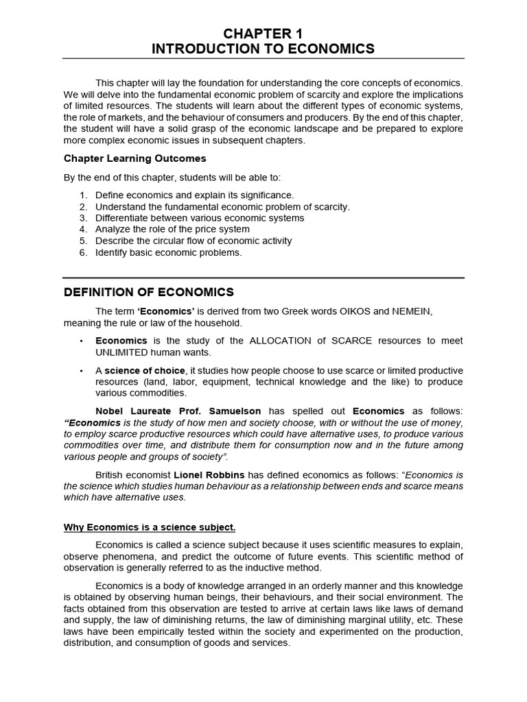 Chapter 1 Introduction To Economics Rev1 | PDF | Economics | Theory