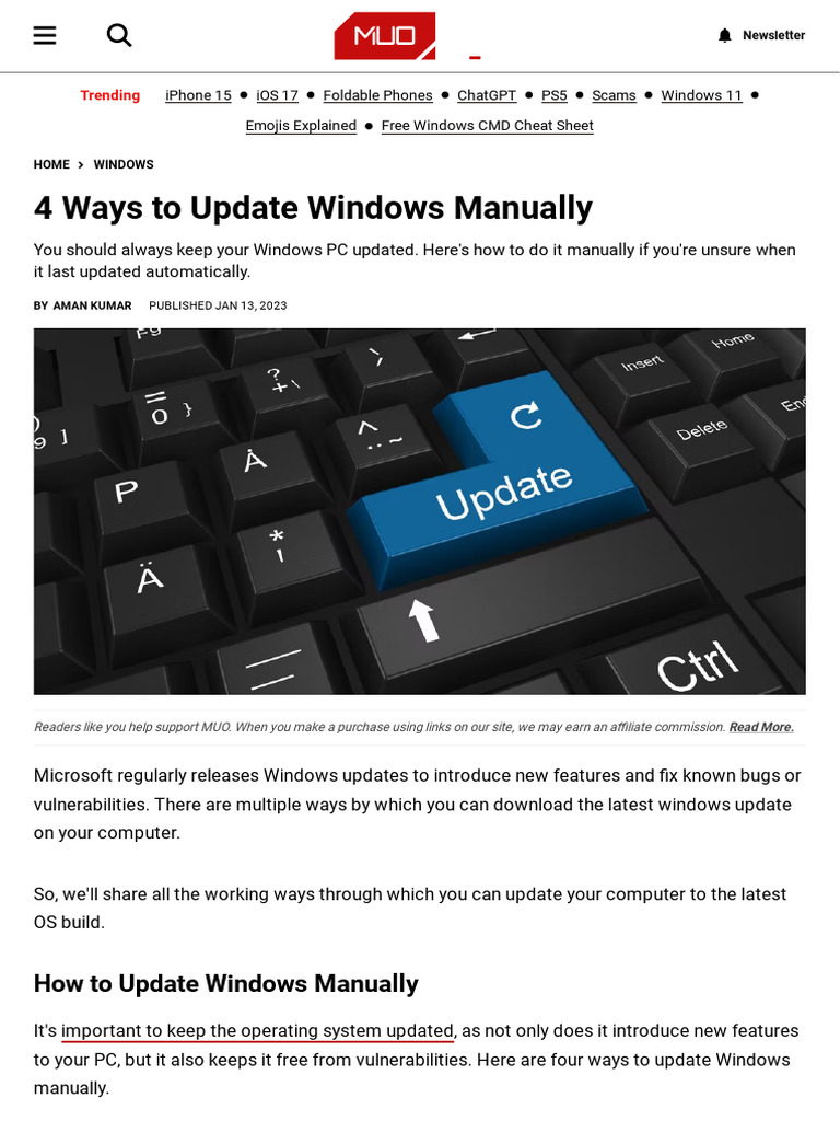 Manual Methods to Update Windows 10 | PDF | Microsoft Windows | Ios