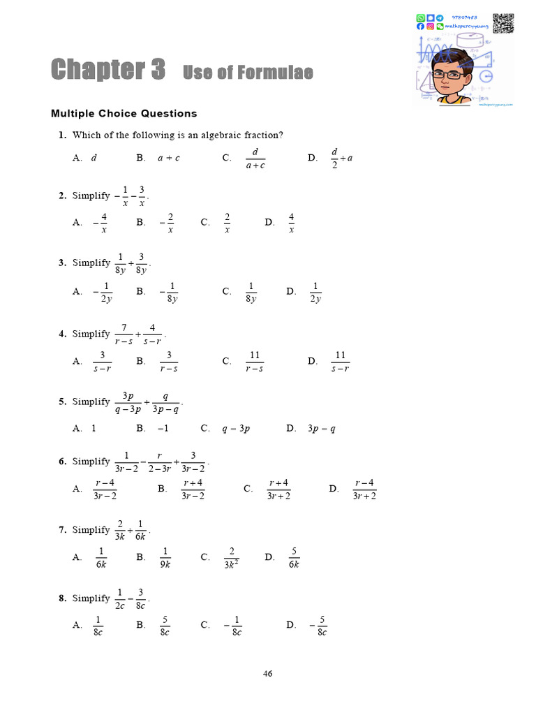 s2 CH 3 Use of Formulae Q | PDF | Area | Arithmetic
