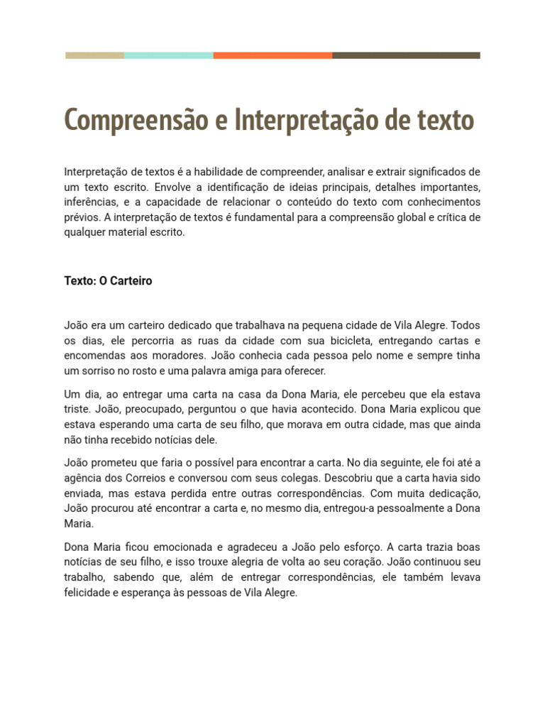 1 - Questões - Compreensão e Interpretação de Texto | PDF | Correio