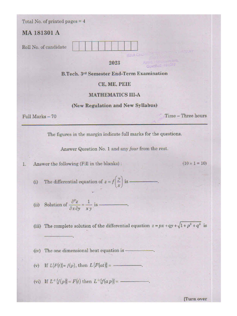 Mathematics Iii A Pdf