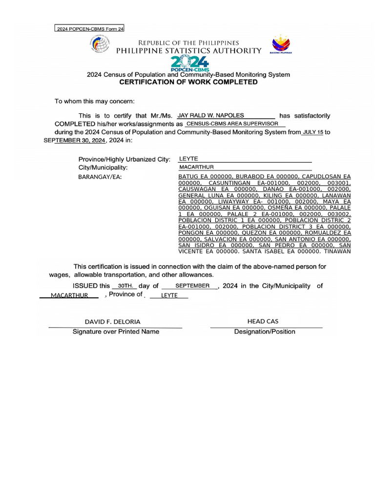 Certificate of Work Completed | PDF