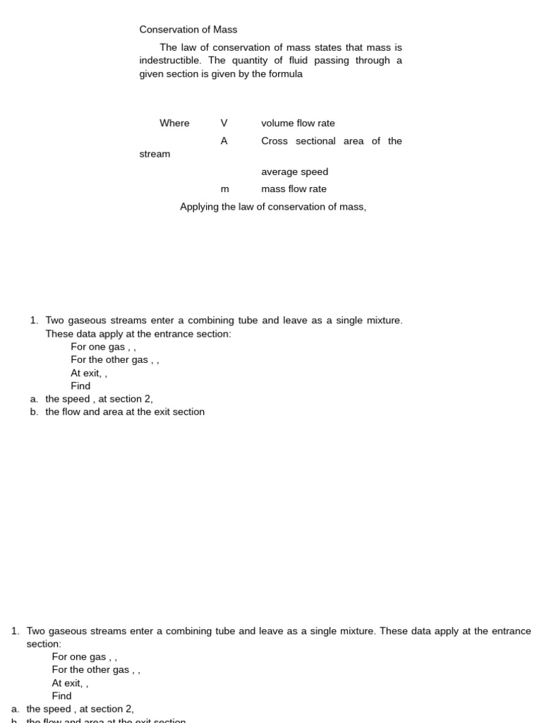 Conservation of Mass in Fluid Dynamics | PDF