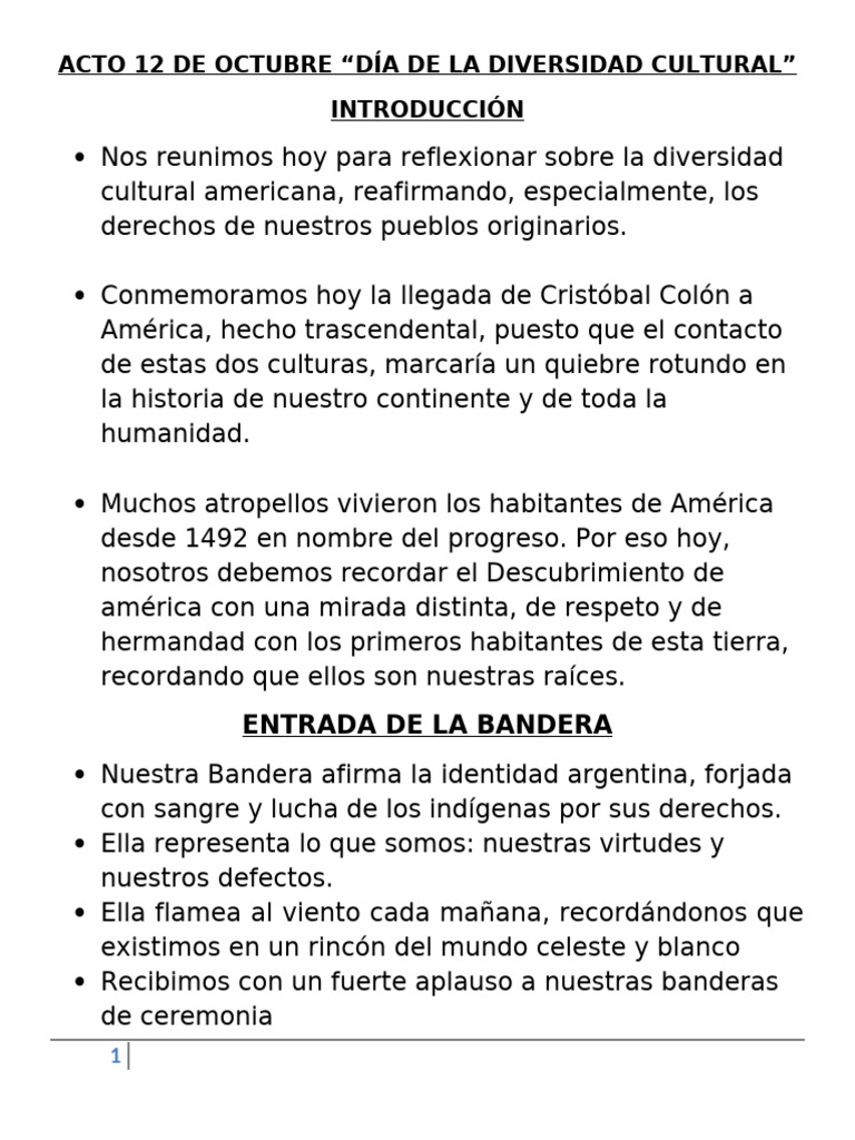 Día de la Diversidad Cultural Americana | PDF | Cristobal colon | Américas