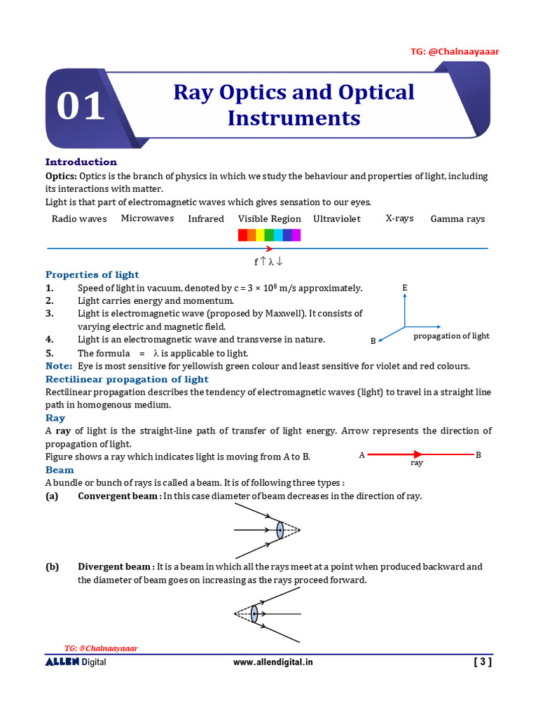 Ray Optics Overview for NEET | PDF | Light | Electromagnetic Radiation