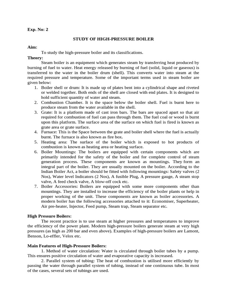 Study of High-Pressure Boilers | PDF | Boiler | Steam
