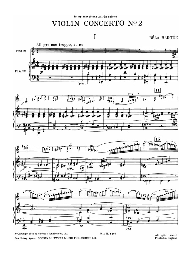 Bartok Violin Concerto - Piano Accompaniment | PDF
