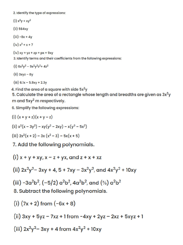 CL 8 Algebratest | PDF