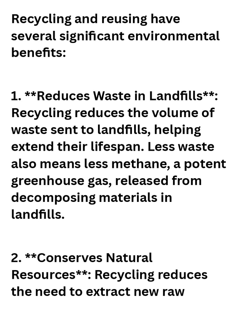 Environmental Benefits of Recycling | PDF
