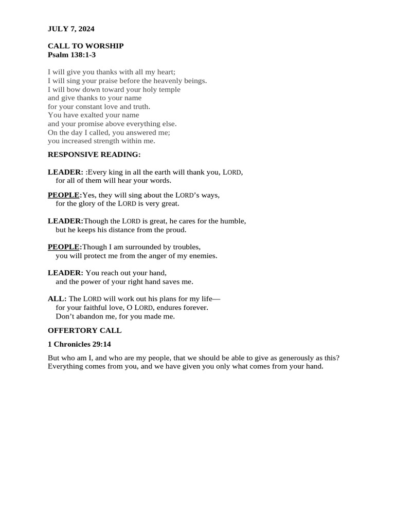 Leaders guide call to worship pdf