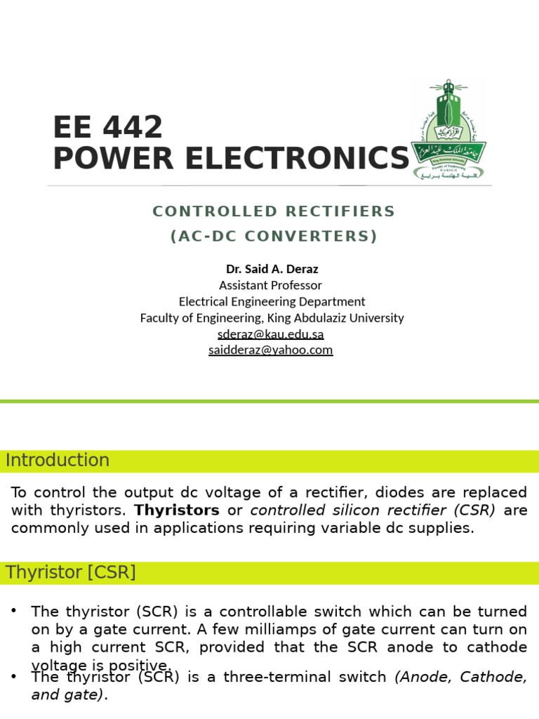 Controlled Rectifiers in Power Electronics | PDF | Rectifier ...