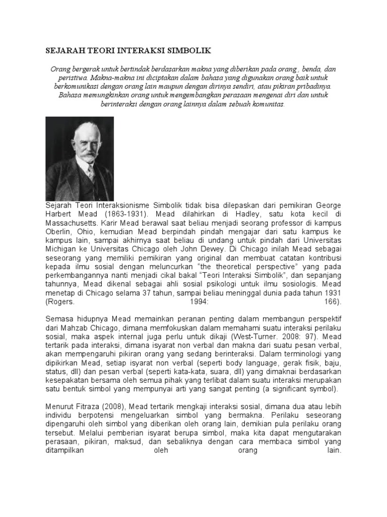 Sejarah Teori Interaksi Simbolik Pdf