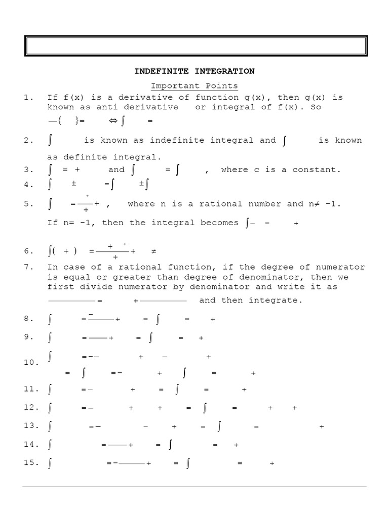 SCMXIIMath202324Indefinite Integration | PDF | Arithmetic ...