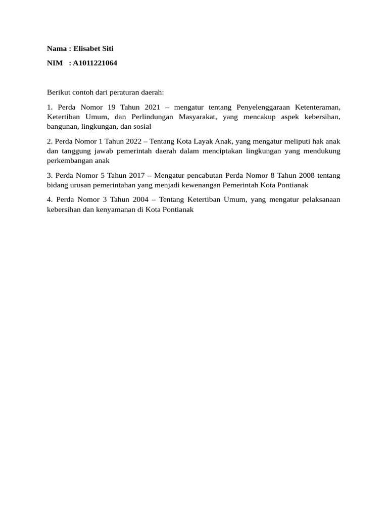 Peraturan Daerah Kota Pontianak | PDF | Hukum | Komputer