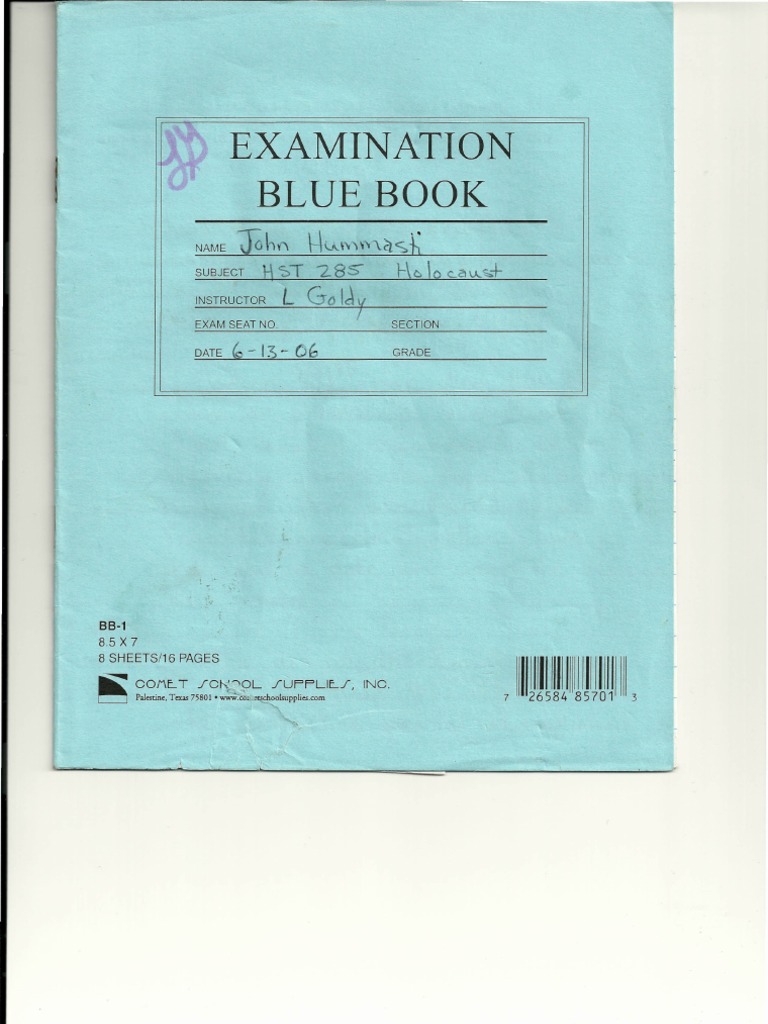 Exam Bluebook Template for Students | PDF