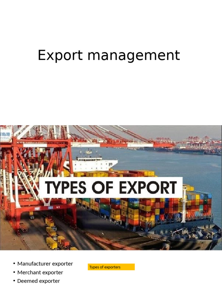 Export Management | PDF | Exports | Market (Economics)