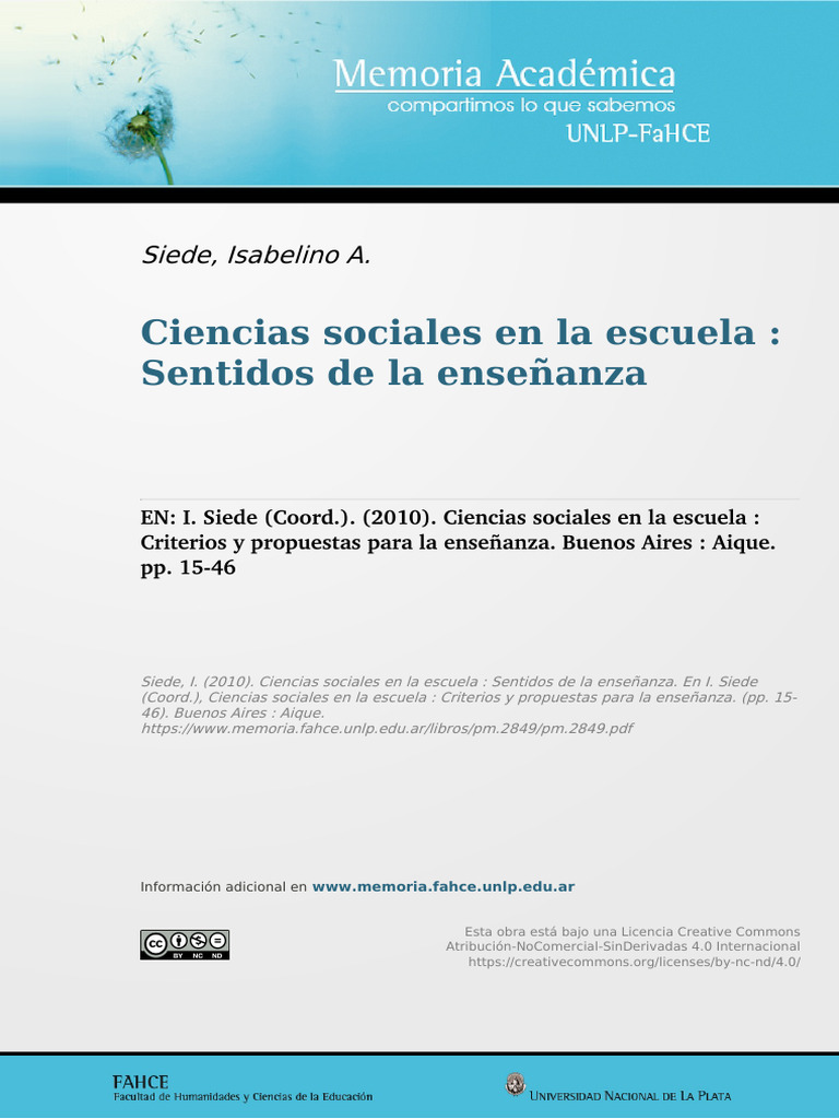 Sentidos de la enseñanza en Ciencias Sociales | PDF | Plan de estudios ...