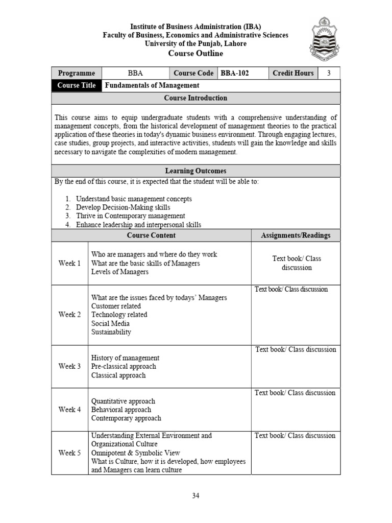 BBA Course: Fundamentals of Management | PDF | Textbook | Science