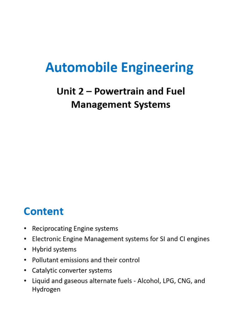 Powertrain & Fuel Systems in Engines | PDF | Internal Combustion Engine ...