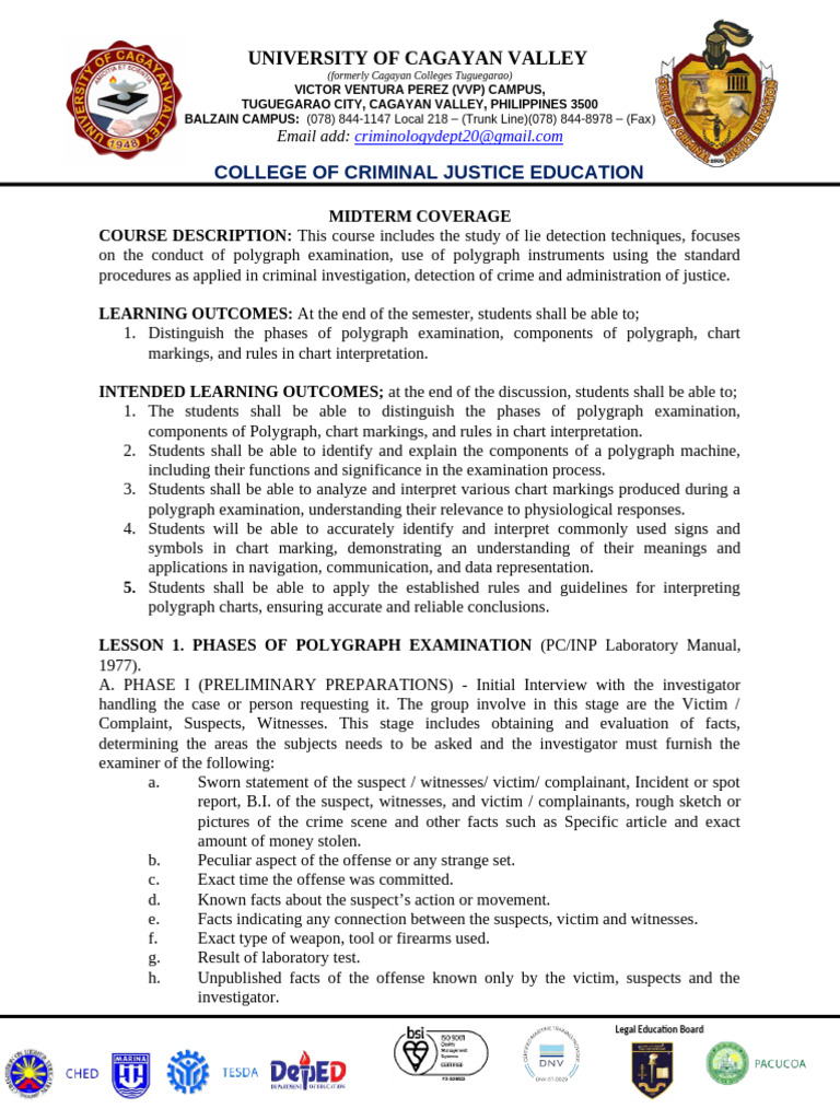 Phases of Polygraph Examination | PDF | Polygraph | Crimes